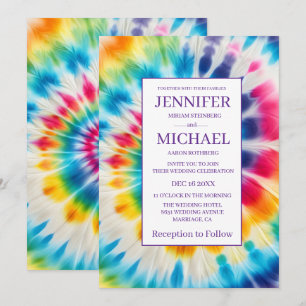 Psychedelische Tie-Dye Trouwuitnodigingen Kaart