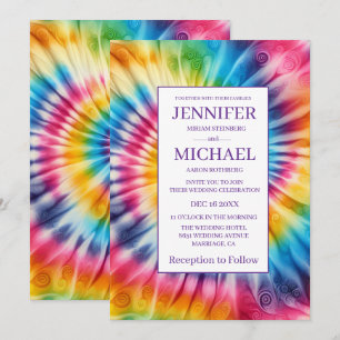 Psychedelische Tie-Dye Trouwuitnodigingen Kaart