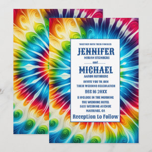 Psychedelische Tie-Dye Trouwuitnodigingen Kaart
