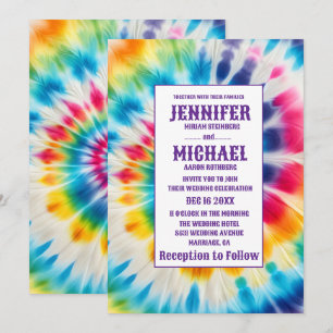 Psychedelische Tie-Dye Trouwuitnodigingen Kaart