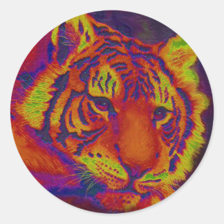 psychedelische tijger ronde sticker