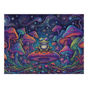 Psychedelische Trippy Paddenstoelen Bos Kikker Pan Perfect Poster