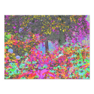 Psychedelische Tropische Festival Tuin Zonsopgang Foto Afdruk