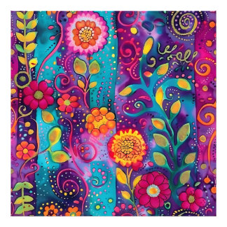 Psychedelische tuin - Whimsy in Bloom Foto Afdruk