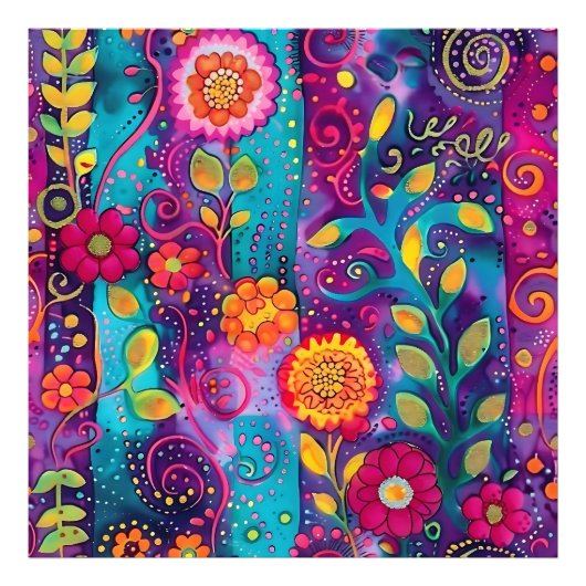 Psychedelische tuin - Whimsy in Bloom Foto Afdruk (Voorkant)