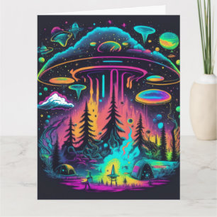 Psychedelische UFO Fantasy Art Verjaardag Kaart