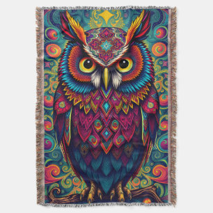 🌈 Psychedelische Uil Comfort – Boho Dier Worp Kun Deken