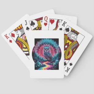 Psychedelische Uil Mandala - Trippy Bos Kunst Pokerkaarten