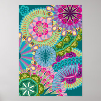 psychedelische vederbloemen poster