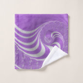 Psychedelische Violette Witte Fractale Gestreepte  Bad Handdoek (Wasdoekje)