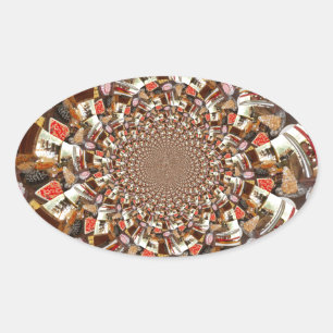 Psychedelische visie van Brown Hues Ovale Sticker