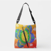Psychedelische Vlinder Abstracte Kunst Crossbody Tas (Voorkant)