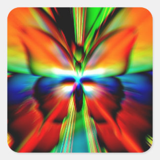 Psychedelische vlinder fractaal vierkante sticker