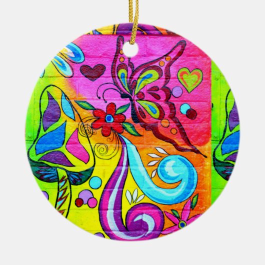 Psychedelische vlinder groovy ornament (Voorkant)