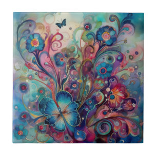 Psychedelische Vlinders Tegel Tegeltje