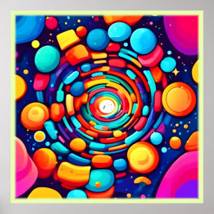 Psychedelische vortex van kleur poster