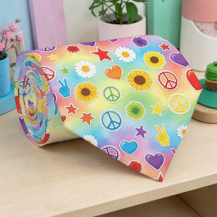 Psychedelische Vredesteken Custom Necktie Tie Stropdas