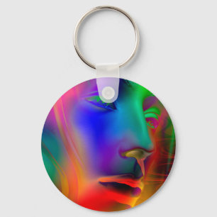 Psychedelische Vrouwengezicht Sleutelhanger