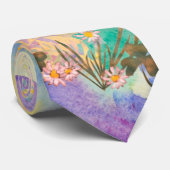 Psychedelische Waterverf Wildflower Stropdas (Opgerold)
