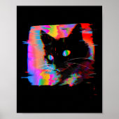 Psychedelische Weirdcore Cat Vaporwave Esthetische Poster (Voorkant)