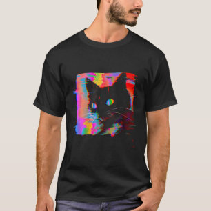 Psychedelische Weirdcore Cat Vaporwave Esthetische T-shirt