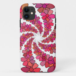 Psychedelische wervelbloemen bloemenretro groovy iPhone 11 hoesje