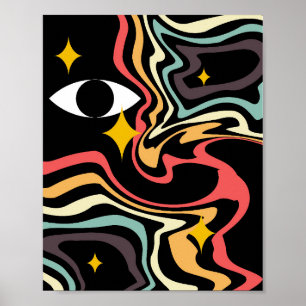 Psychedelische werveling oog poster