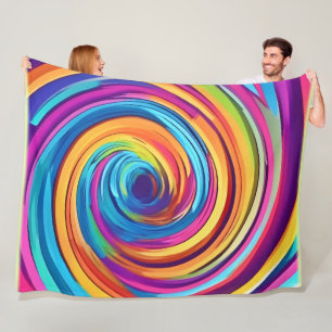 Psychedelische werveling van regenboogtinten fleece deken