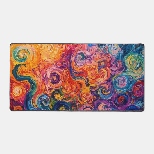 Psychedelische wervelingen olieverfschilderij bureaumat (Voorkant)