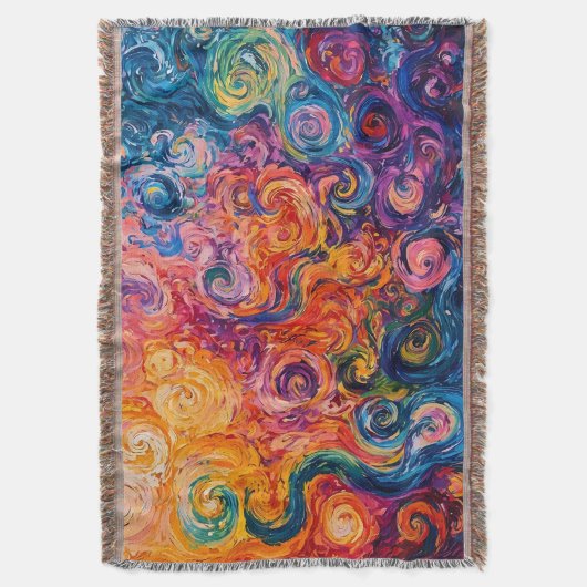 Psychedelische wervelingen olieverfschilderij deken (Voorkant Verticaal)