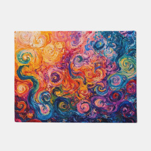Psychedelische wervelingen olieverfschilderij deurmat
