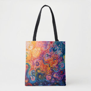 Psychedelische wervelingen olieverfschilderij draagtas