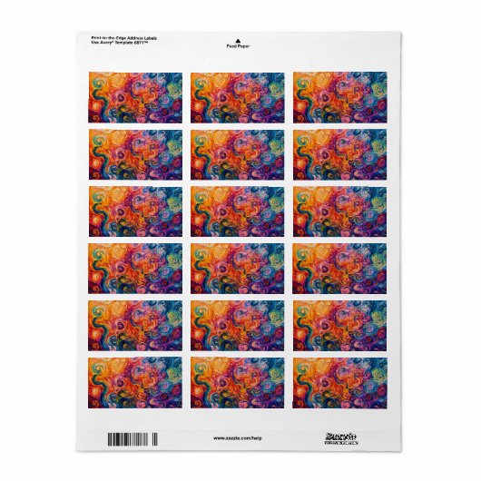 Psychedelische wervelingen olieverfschilderij etiket (Full Sheet)