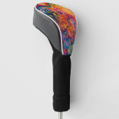 Psychedelische wervelingen olieverfschilderij golfheadcover (Schuin)