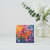 Psychedelische wervelingen olieverfschilderij informatiekaartje (Staand voorkant)