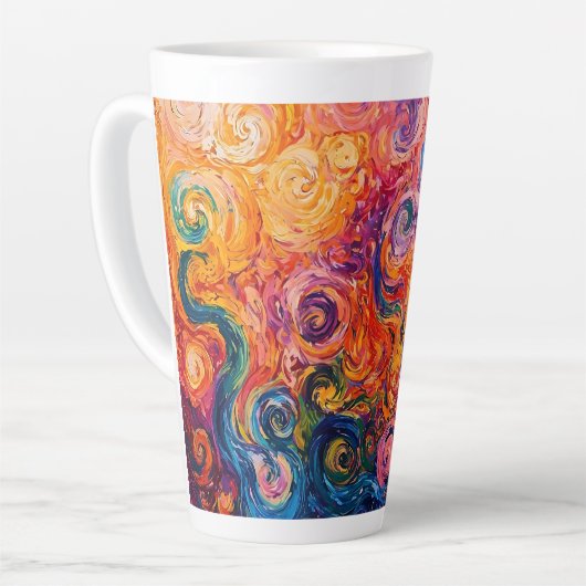 Psychedelische wervelingen olieverfschilderij latte mok (Linkerhoek)