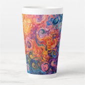 Psychedelische wervelingen olieverfschilderij latte mok (Voorkant)