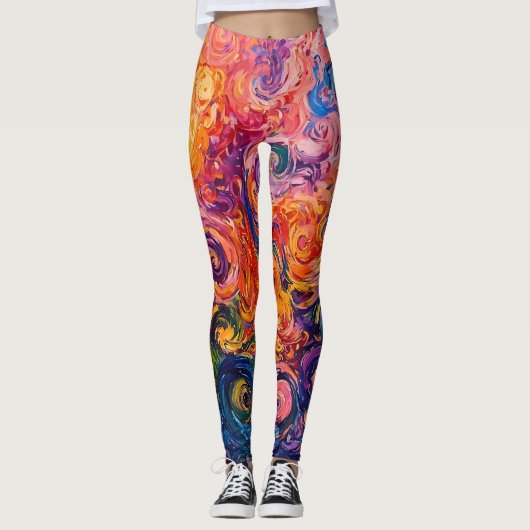Psychedelische wervelingen olieverfschilderij leggings (Voorkant)