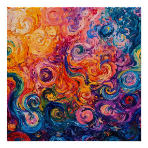 Psychedelische wervelingen olieverfschilderij perfect poster