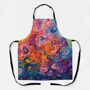 Psychedelische wervelingen olieverfschilderij schort