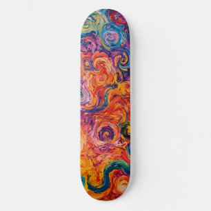 Psychedelische wervelingen olieverfschilderij skateboard