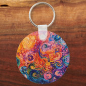 Psychedelische wervelingen olieverfschilderij sleutelhanger (Achterkant)