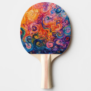 Psychedelische wervelingen olieverfschilderij tafeltennisbatje