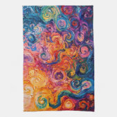 Psychedelische wervelingen olieverfschilderij theedoek (Verticaal)