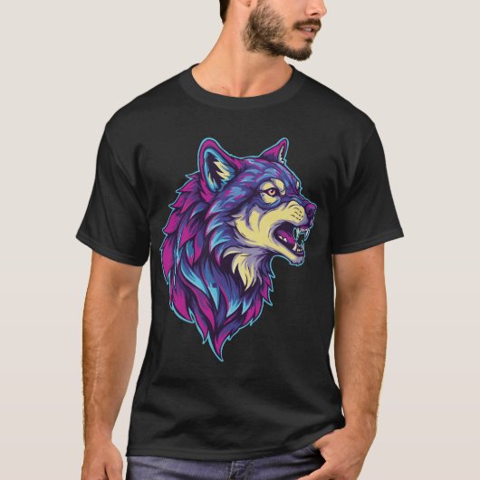 psychedelische wolfkop t-shirt (Voorkant)