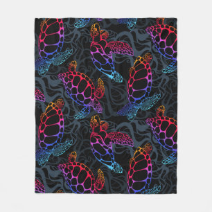 Psychedelische Zee Schildpad: Boho Ocean Fleece Deken