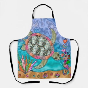 Psychedelische Zee Schildpad Zeepaardje Kunst Scho Schort