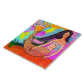 Psychedelische Zeemeermin Abstract schilderij Tegeltje (Zijkant)