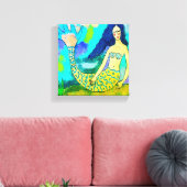 Psychedelische Zeemeermin Abstracte Digitale Canva Canvas Afdruk (Insitu (Woonkamer))