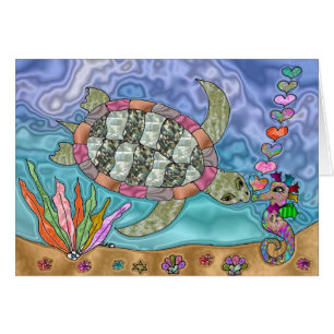Psychedelische Zeeschildpad Zeepaardje Kunst Wensk